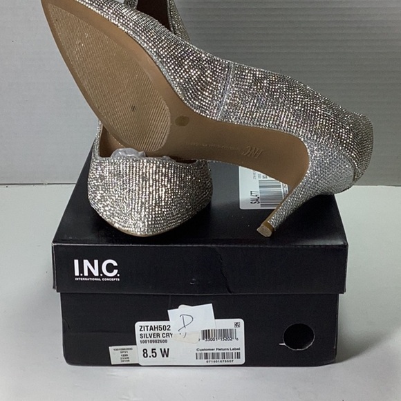 INC Womens Gold Rhinestone Padded Zitah Pointed Toe Stiletto Slip On Pumps - Picture 5 of 5